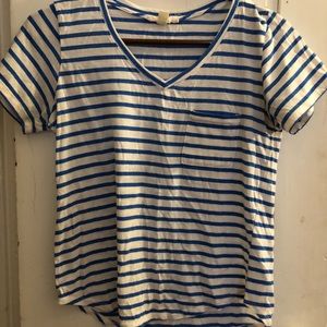 White/Blue striped top